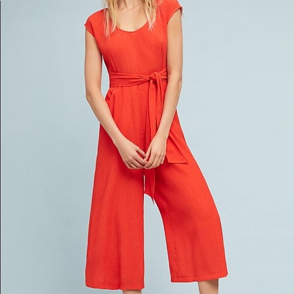 anthropologie orange jumpsuit